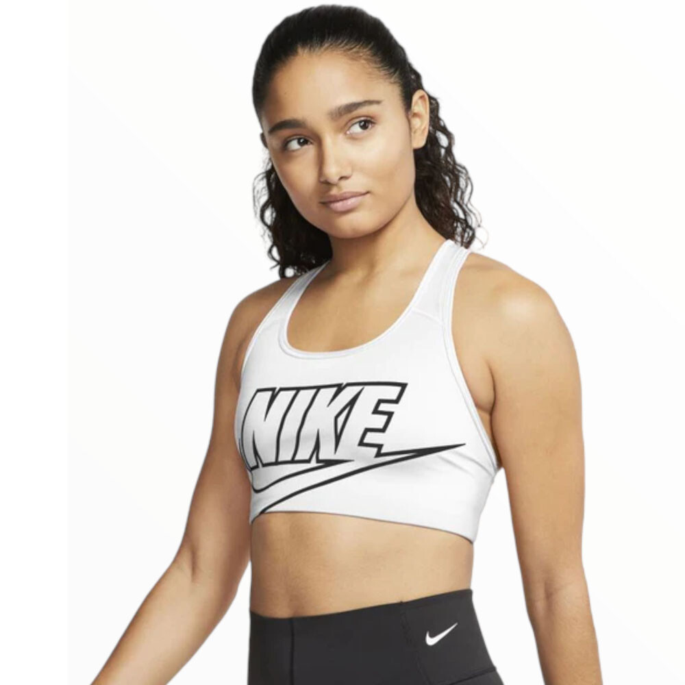 

Спортивный топ Nike Swoosh Medium Support, черно-белый