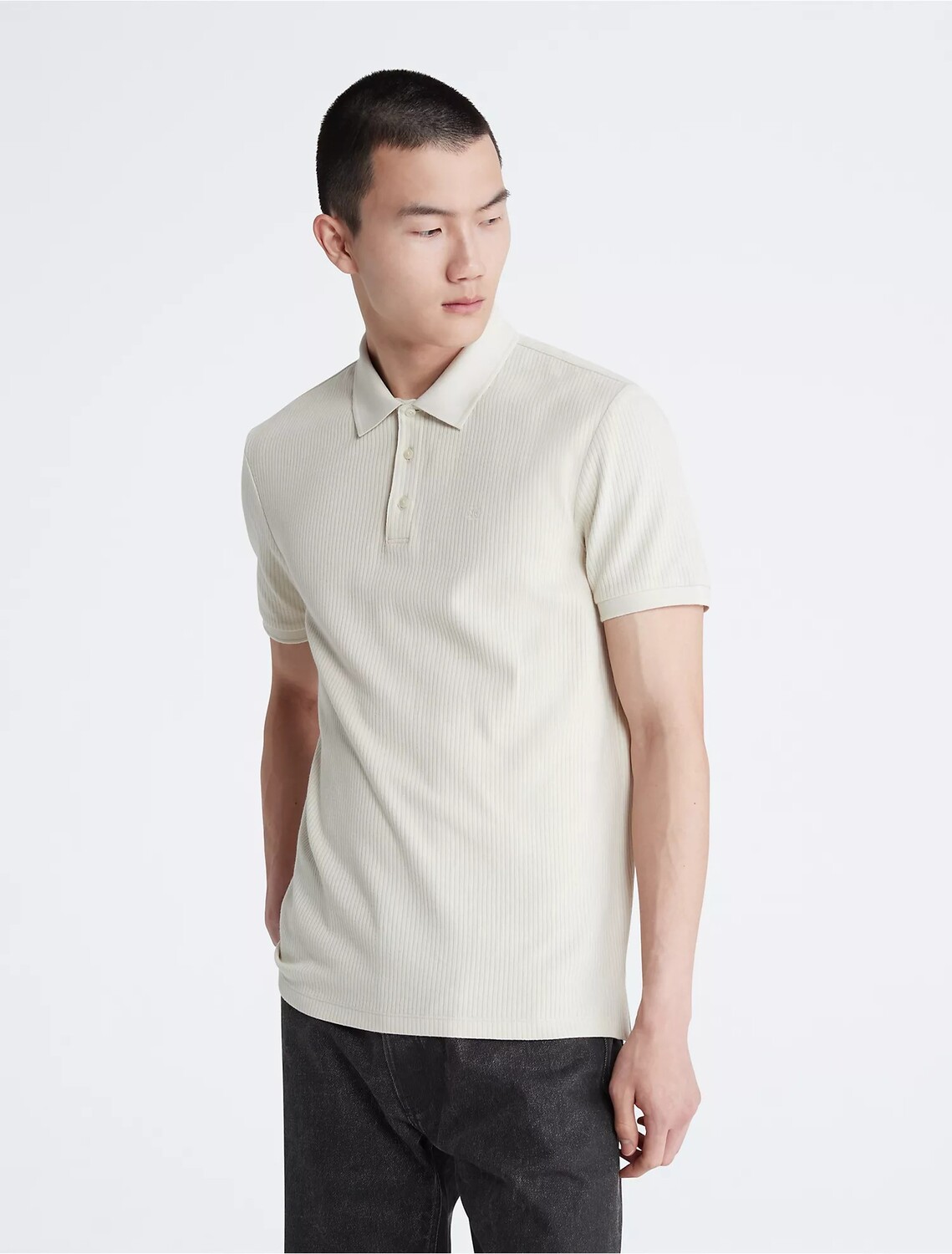 

Футболка поло Calvin Klein Smooth Cotton Drop Needle, кремовый, Бежевый