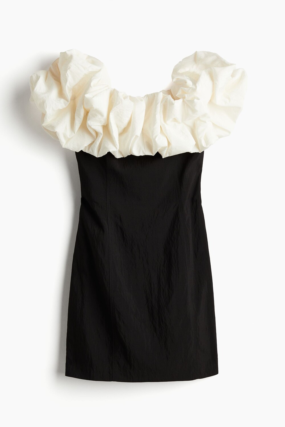 

Платье H&M Ruffled Off-the-shoulder, черный/белый