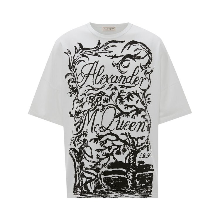 

Футболка Alexander McQueen Skeleton Print T-Shirt 'White/Black', белый