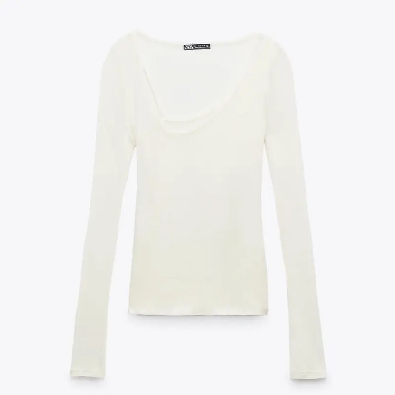 

Футболка Zara Asymmetric Double-layer, кремовый