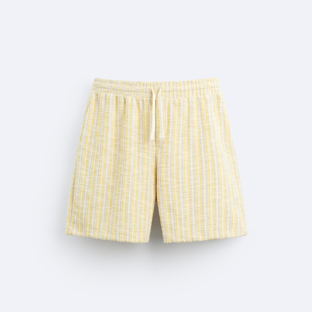 Шорты-бермуды Zara Striped Textured, желтый плавательные шорты zara textured желтый