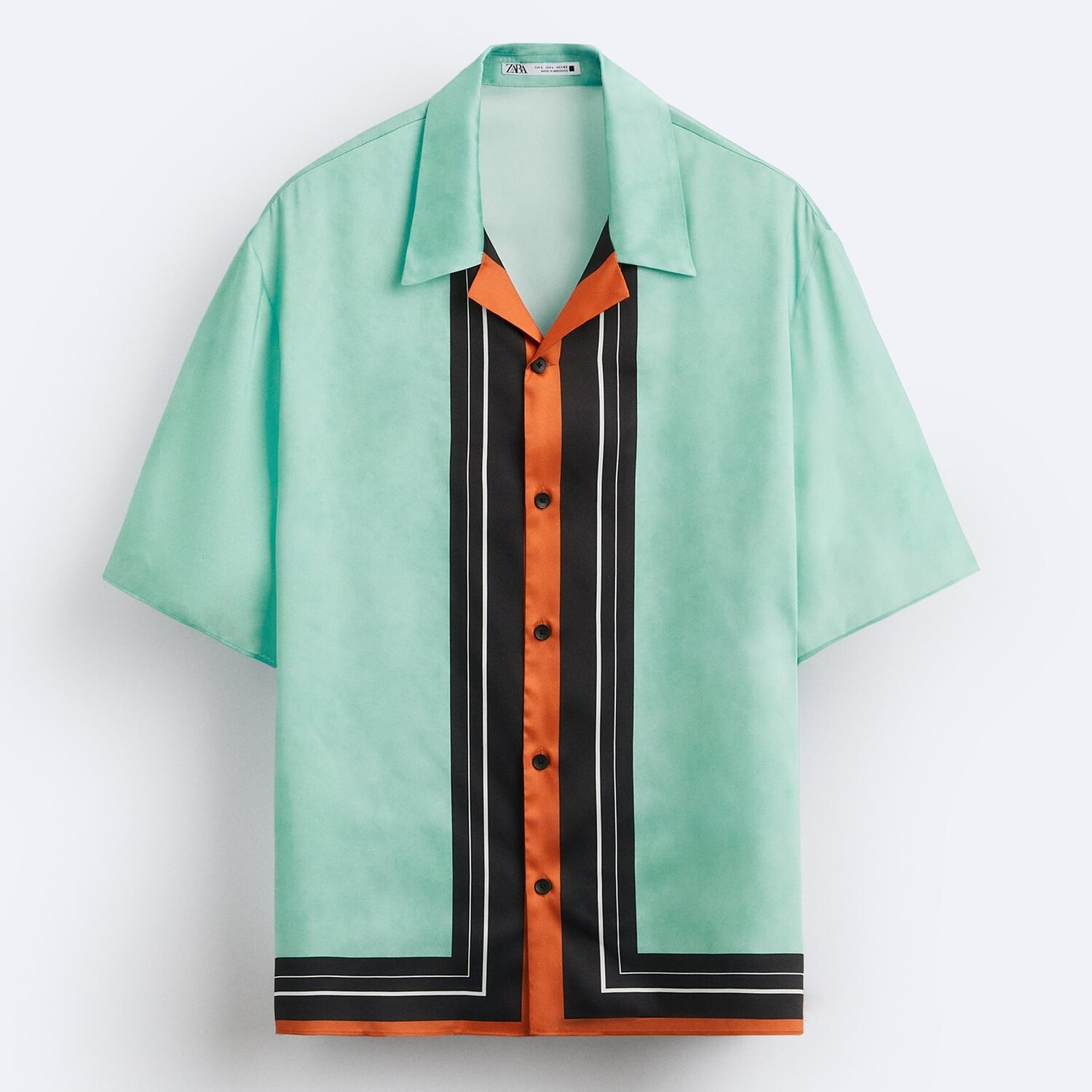 

Рубашка Zara Stripe Print, бирюзовый