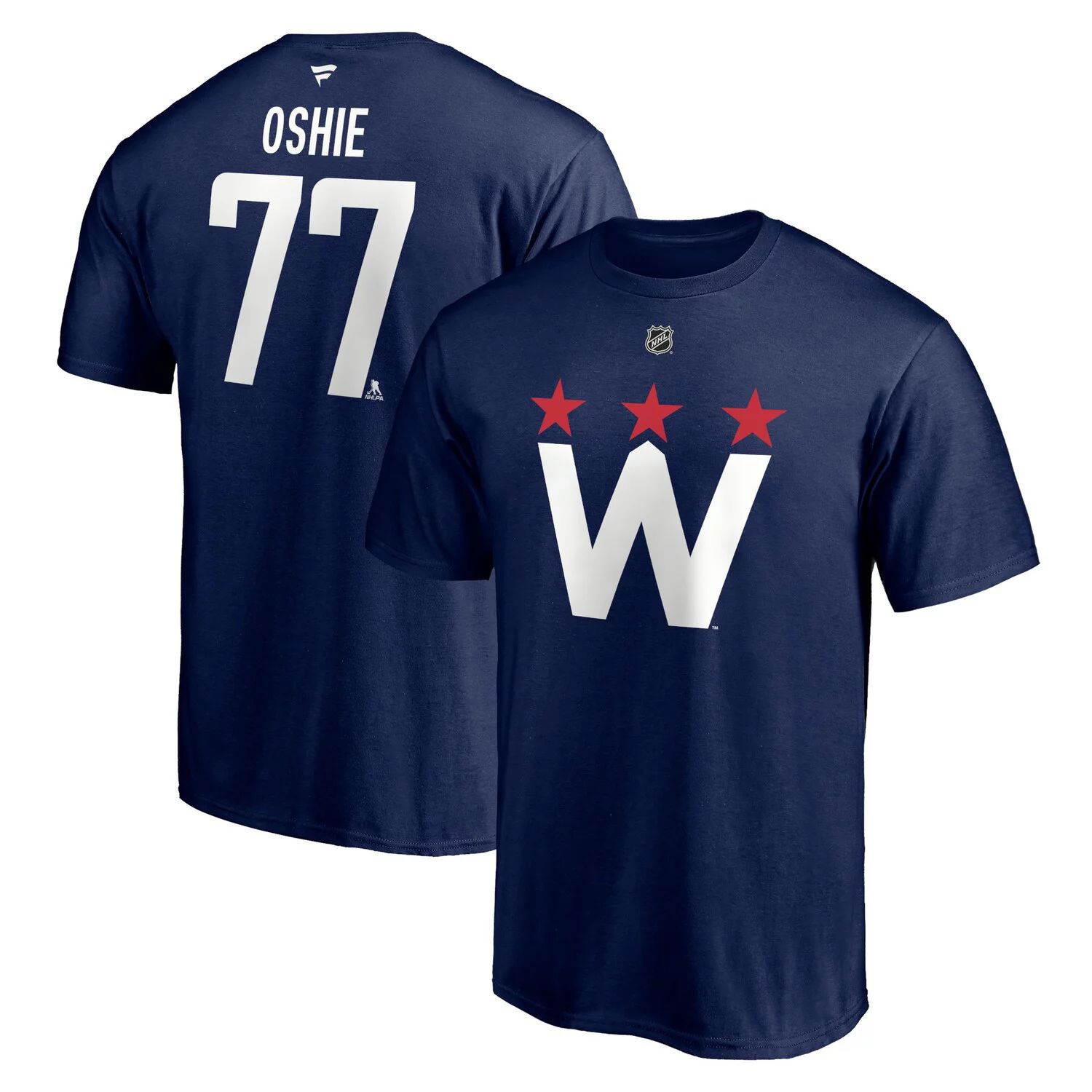 Мужская фирменная футболка TJ Oshie Navy Washington Capitals 2020/21 с альтернативным аутентичным именем и номером стека Fanatics