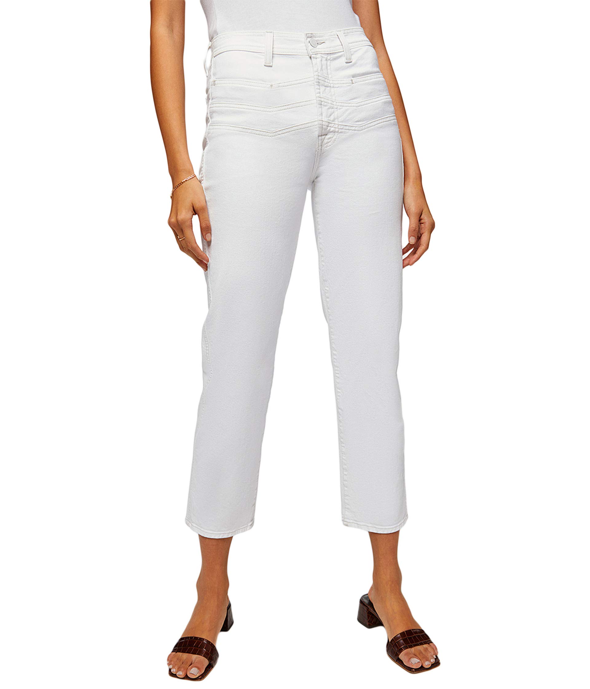 цена Джинсы 7 For All Mankind, High-Waist Cropped Straight in Clean White