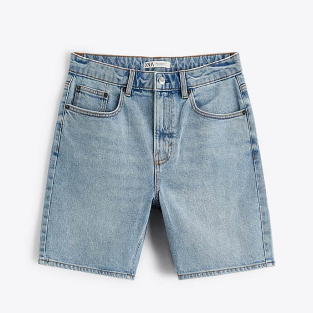 

Шорты Zara Basic Denim Bermuda, голубой