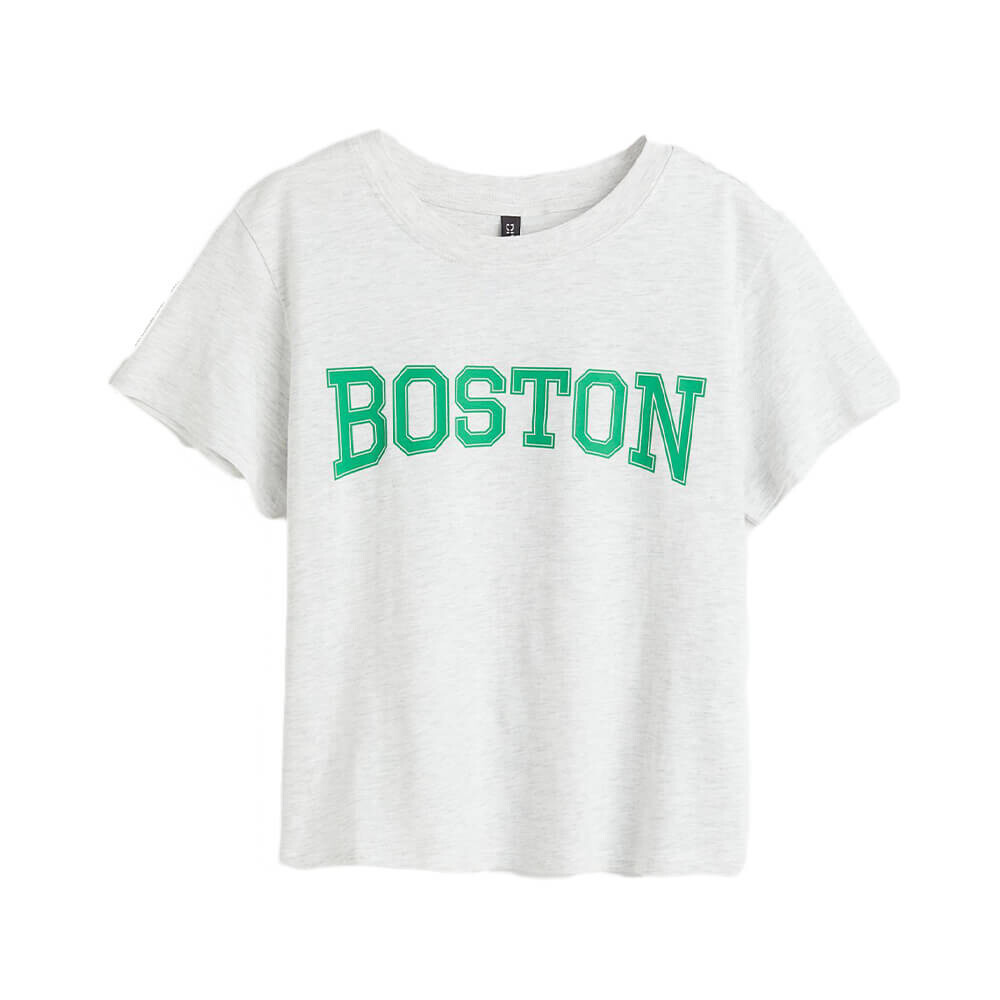 

Футболка H&M Printed Boston, светло-серый