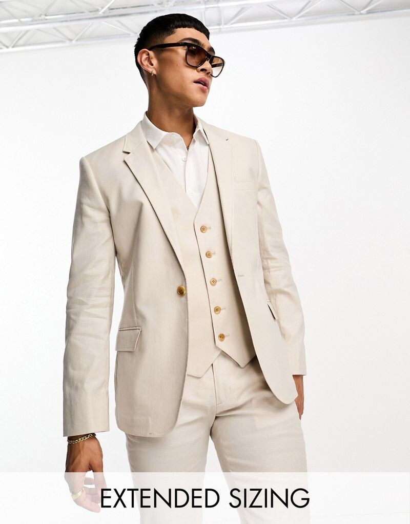 

Узкий льняной пиджак ASOS DESIGN