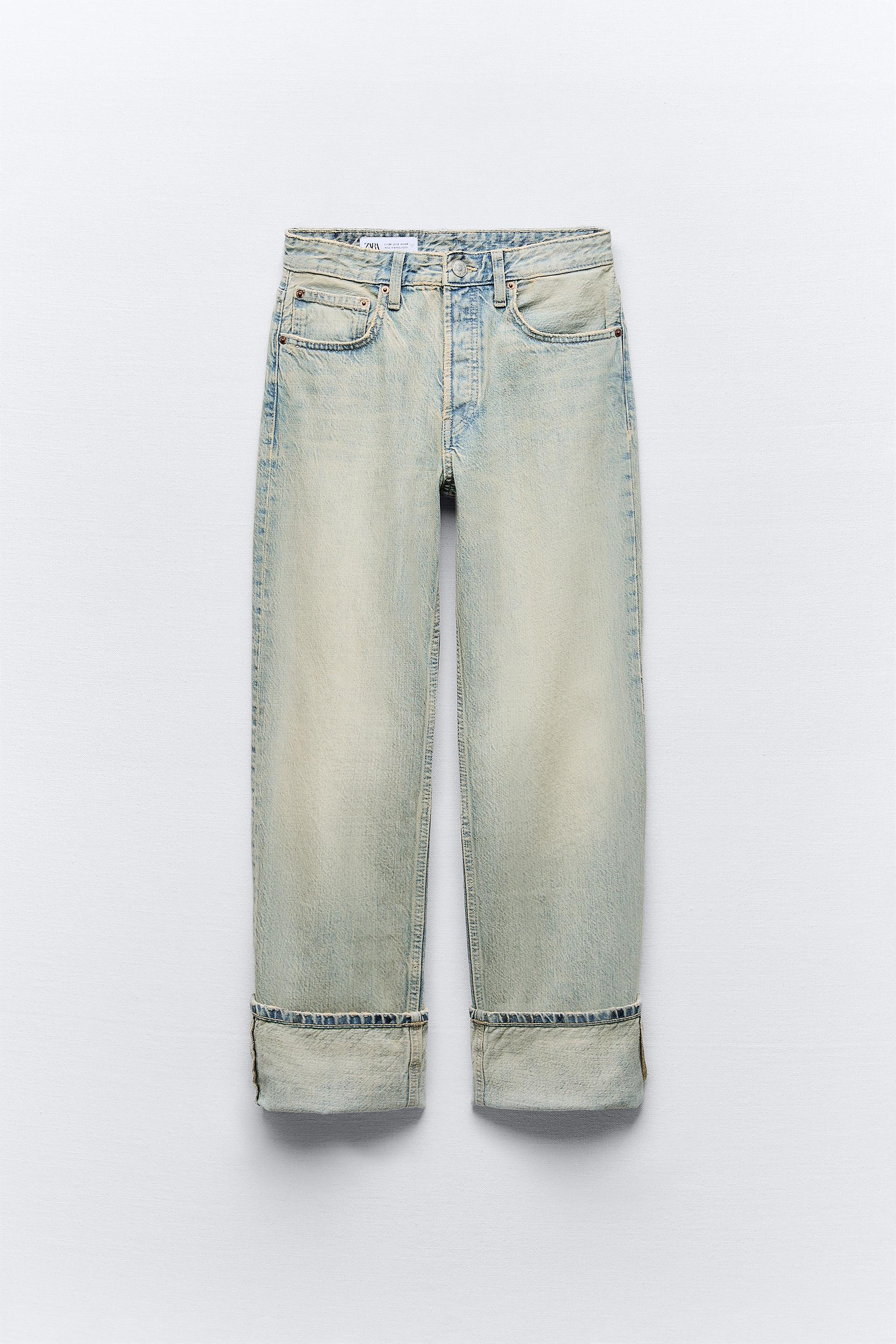 Джинсы Zara Trf Straight-leg, светло-синий джинсы zara trf straight high waist черный