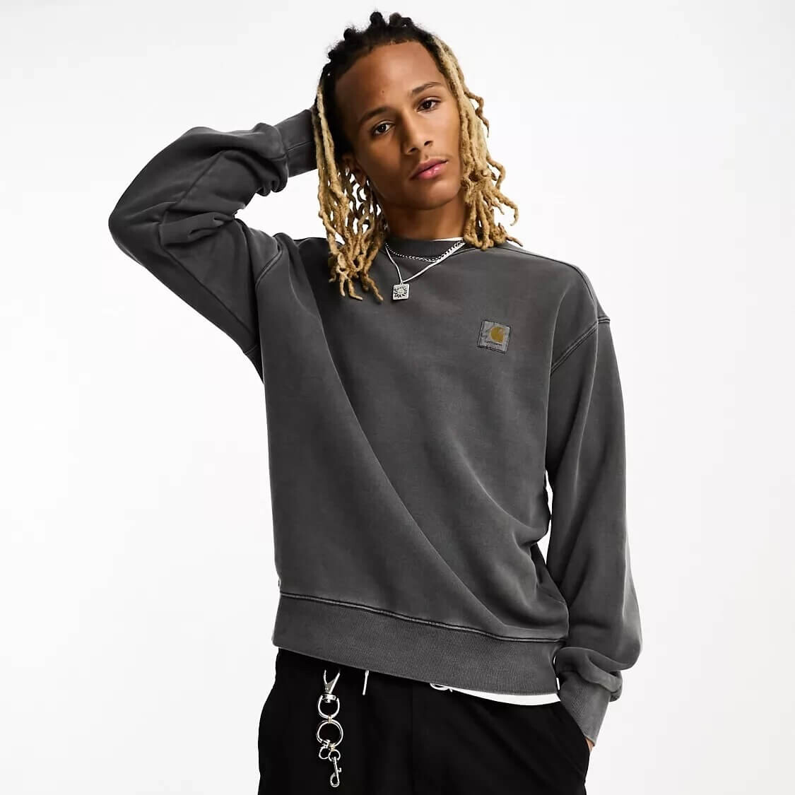 

Свитшот Carhartt WIP Nelson Garment Dyed, черный