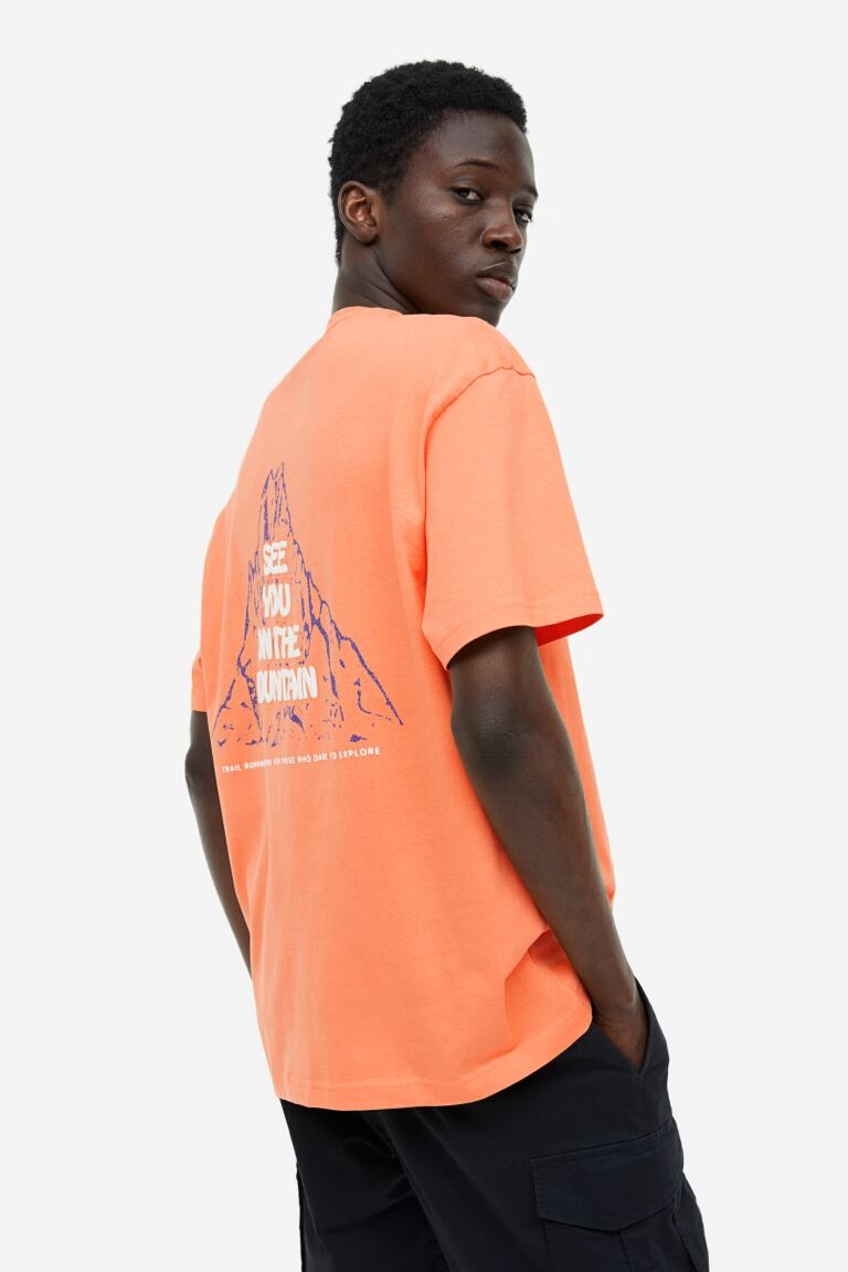 

Футболка свободного кроя с принтом H&M, оранжевый/горный