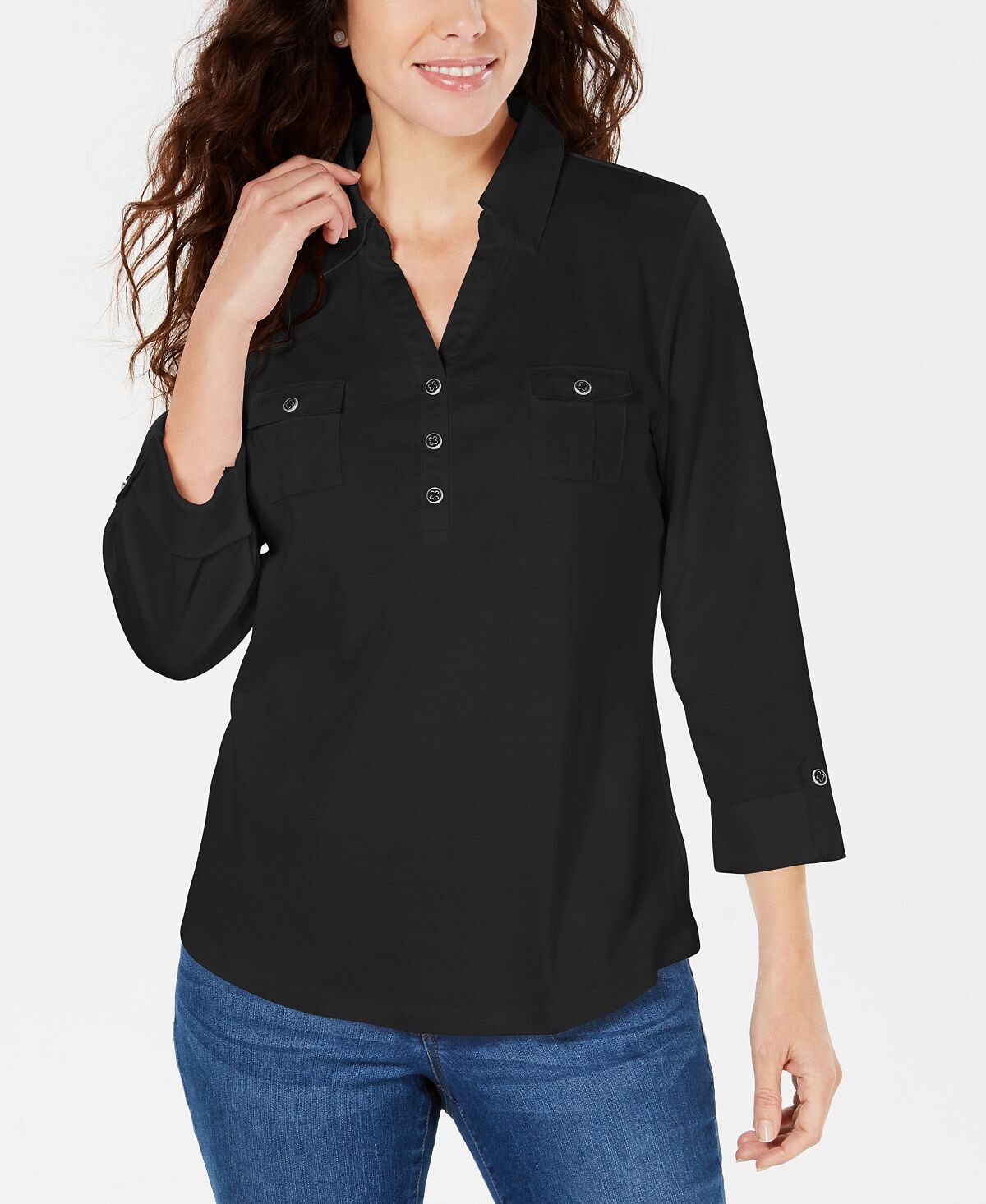 

Рубашка с рукавами 3/4, созданная для macy's Karen Scott, мульти
