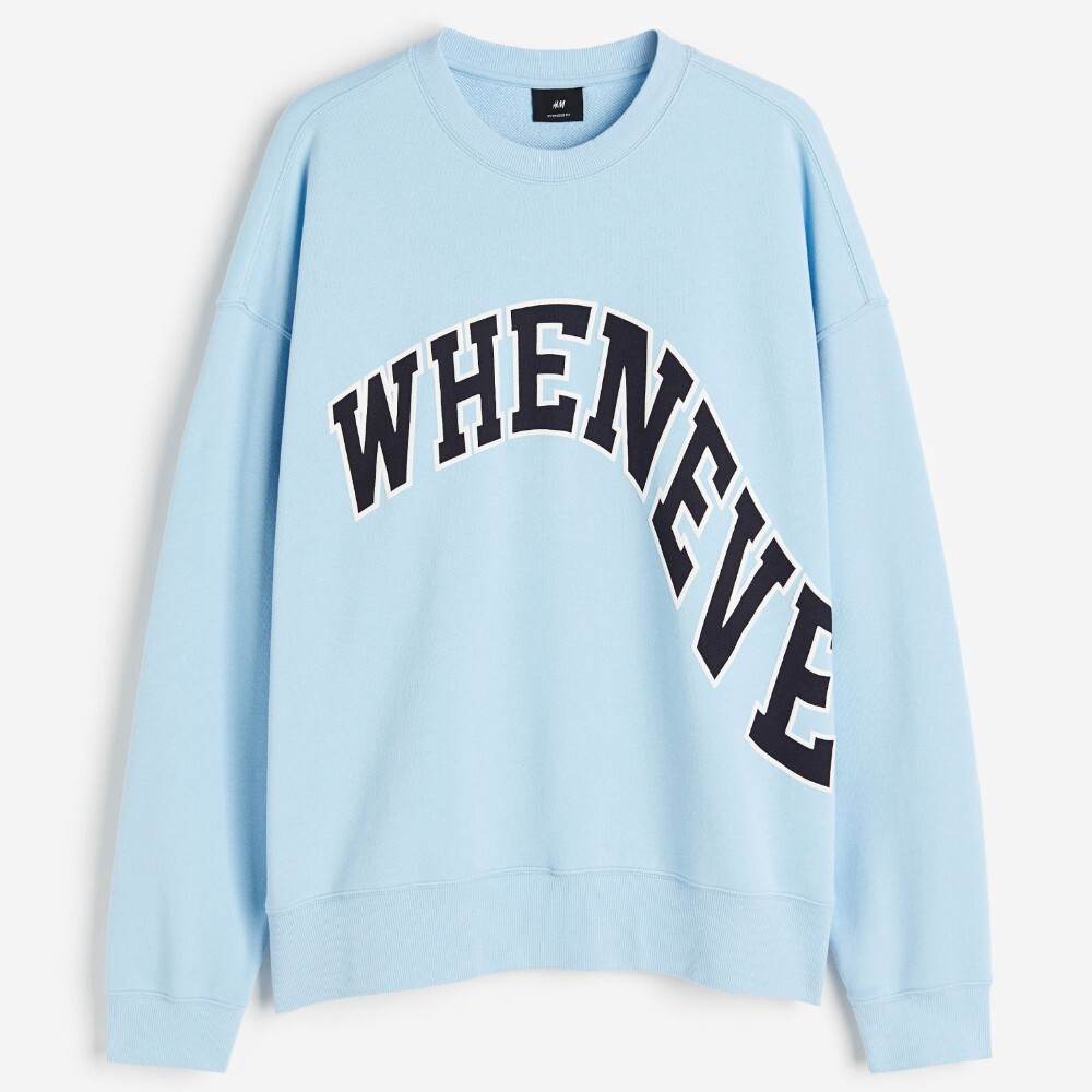 

Свитшот H&M Relaxed Fit Printed Whenever, голубой, Синий