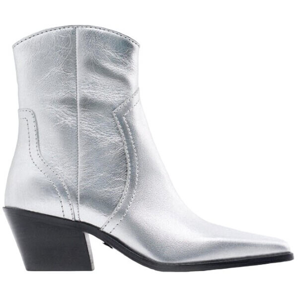 

Ботильоны Zara Metallic Leather Cowboy, серебристый