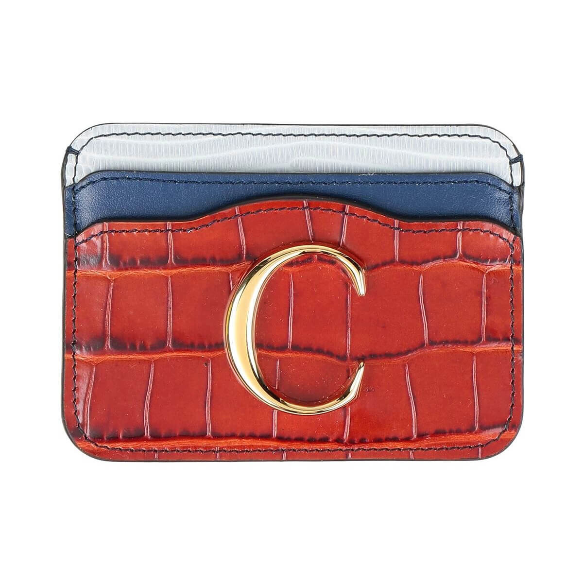 

Кожаный держатель для карт Chloé, красный/синий/белый