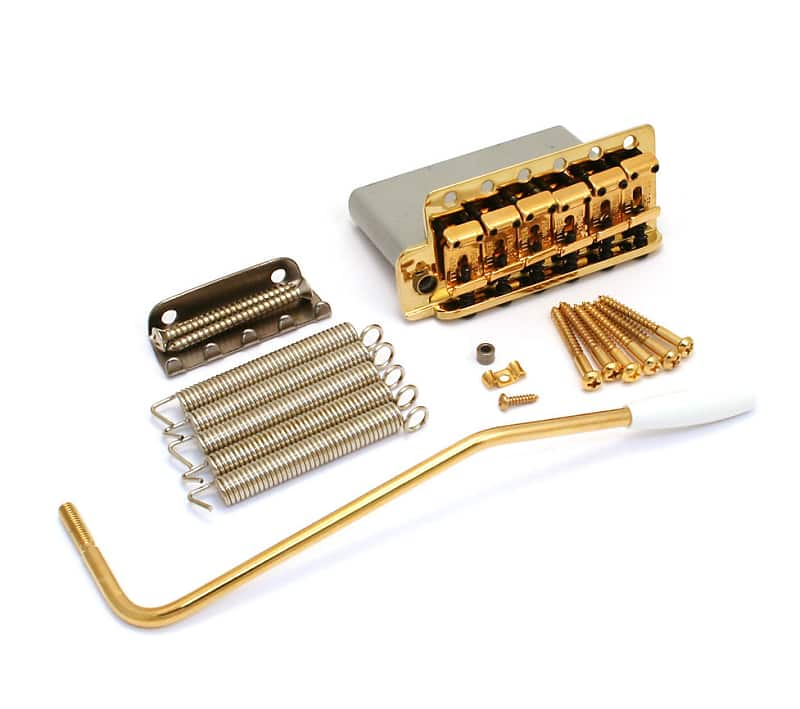 099-2049-202 Подлинный бридж Fender Lefty Vintage Gold Block Strat Tremolo 099-2049-202 Genuine Fender Lefty Vintage Gold Block Strat Tremolo Bridge - фото