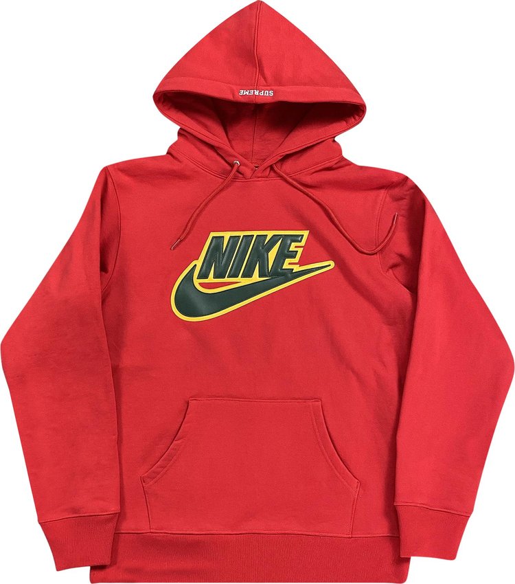 толстовка supreme appliqué hooded track размер xl синий Толстовка Supreme x Nike Leather Appliqué Hooded Sweatshirt Red 'Red', красный