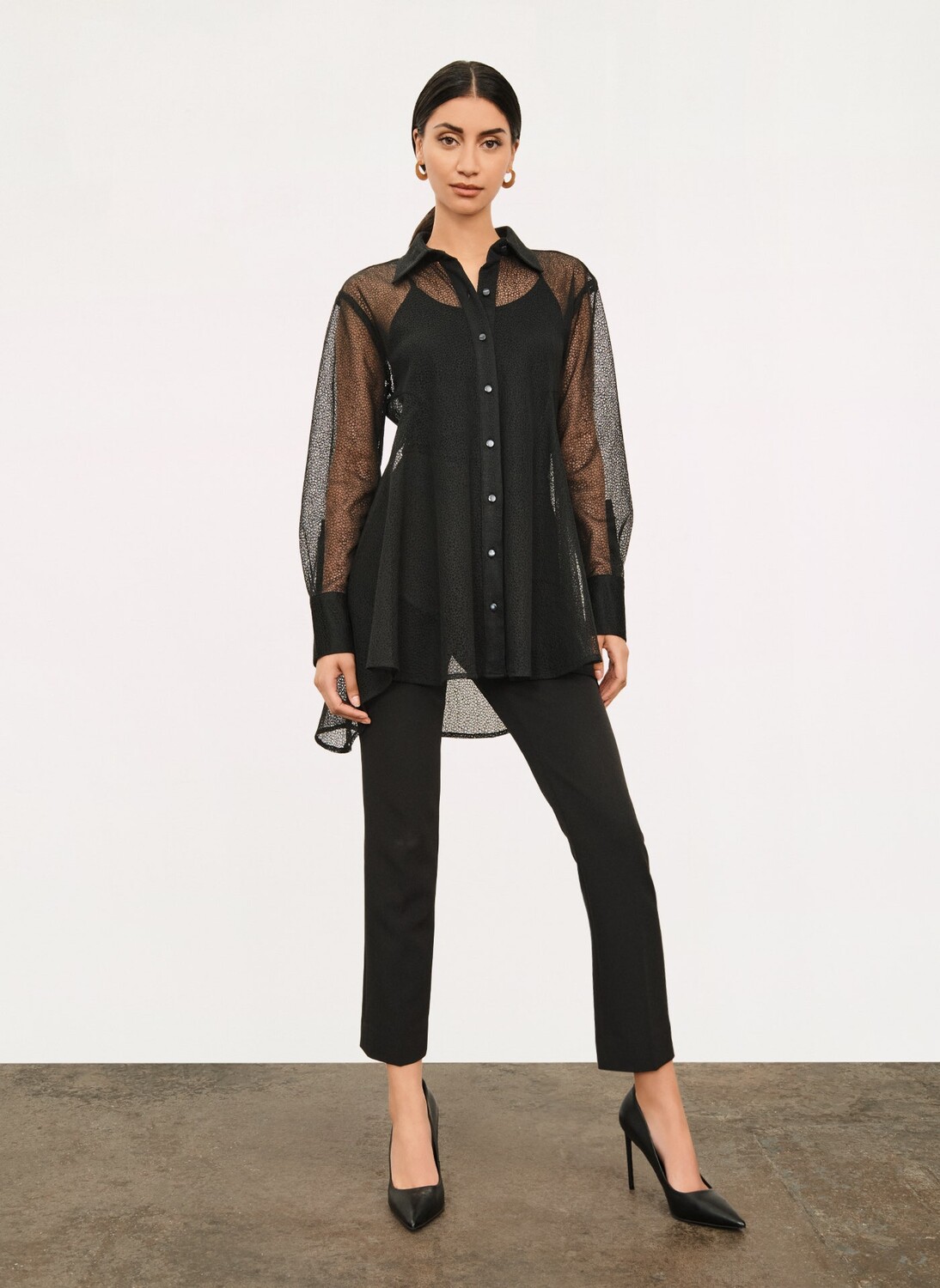 

Туника прозрачная на пуговицах Donna Karan