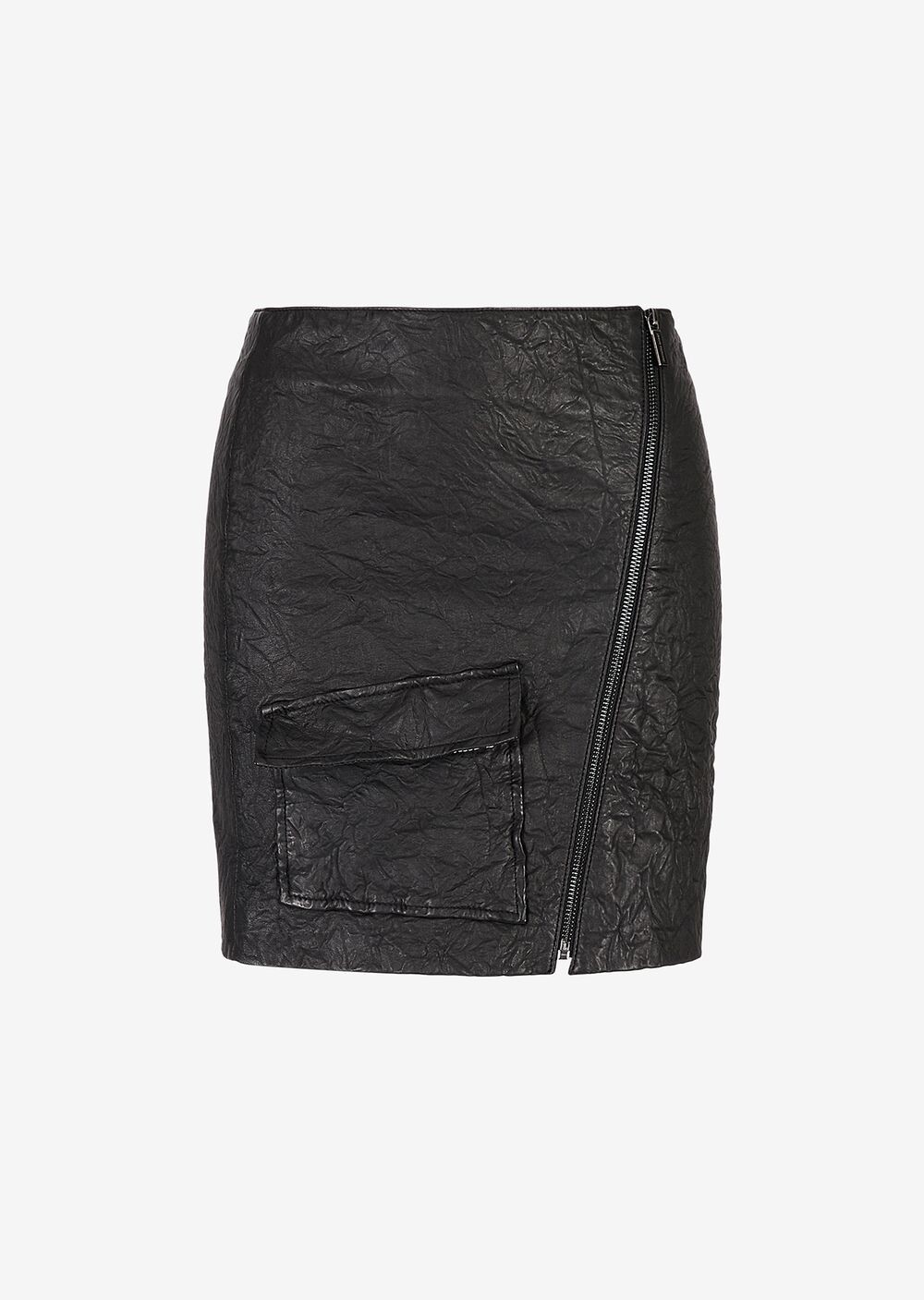 

Юбка мини из мятой кожи Armani Exchange, черный