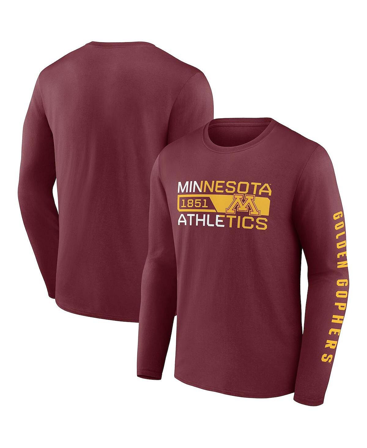 

Мужская футболка с длинным рукавом maroon minnesota golden gophers broad jump 2-hit Fanatics
