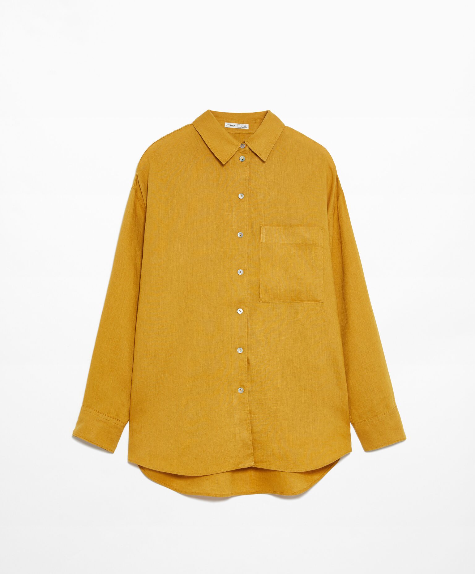 Рубашка Oysho Linen Long Sleeved, горчичный рубашка oysho linen long sleeved ярко оранжевый