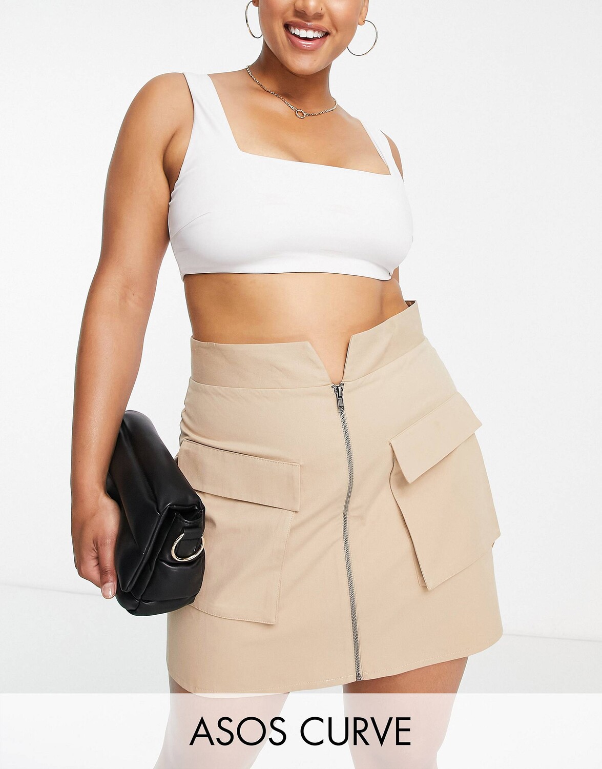 

Мини-юбка в стиле милитари со сквозной молнией ASOS DESIGN Curve