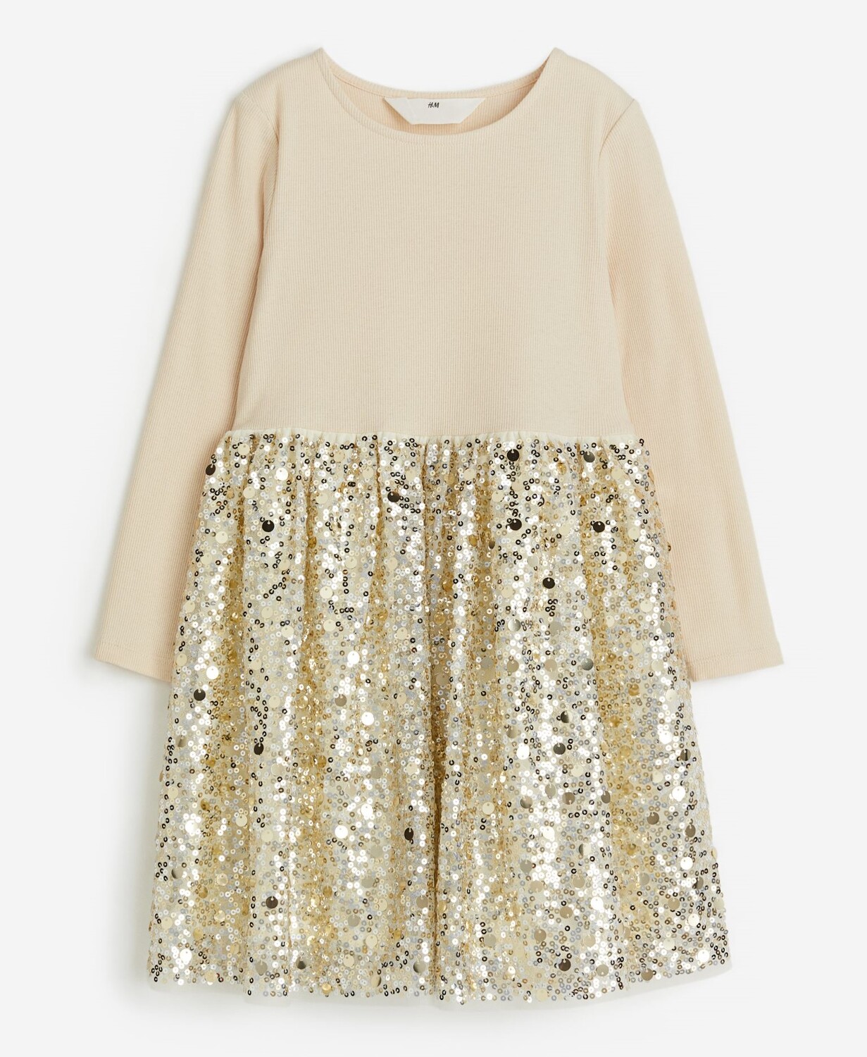 

Платье H&M Sequined Jersey, светло-бежевый