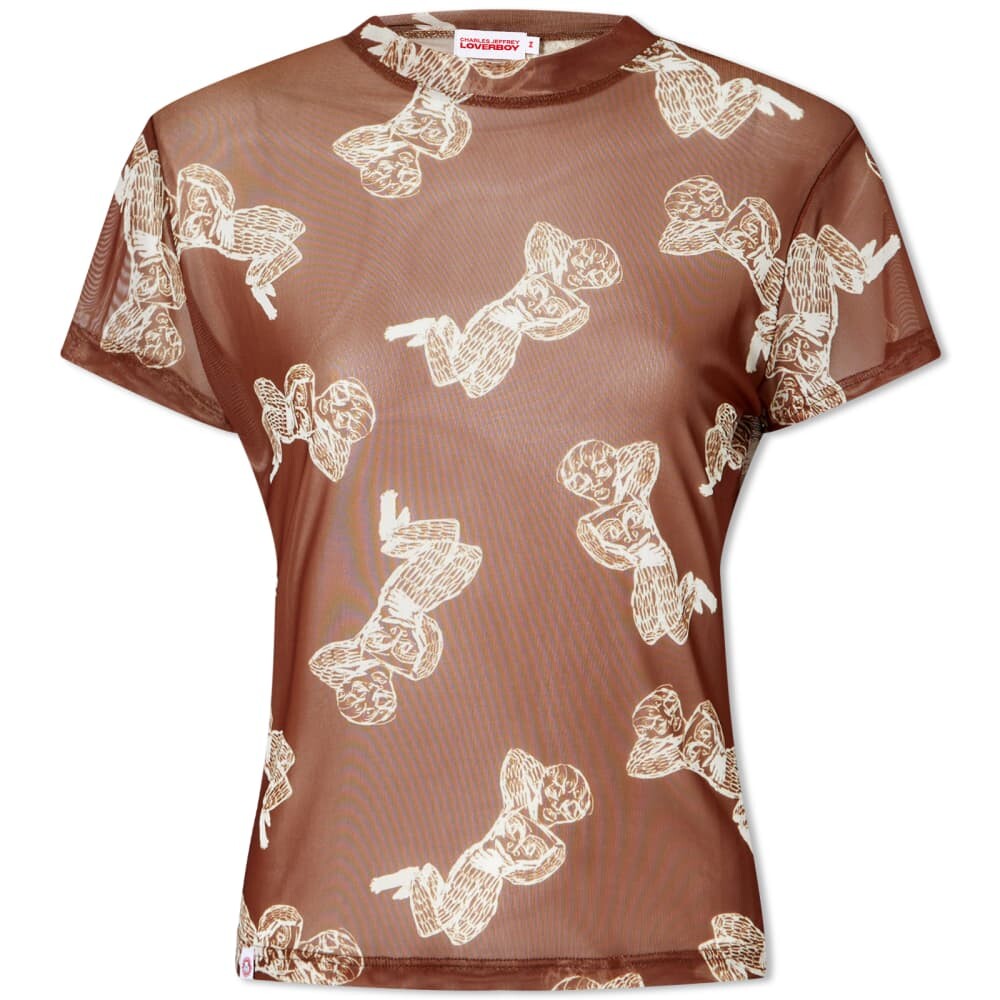 

Футболка Charles Jeffrey Butterfly Print Baby Tee, Коричневый