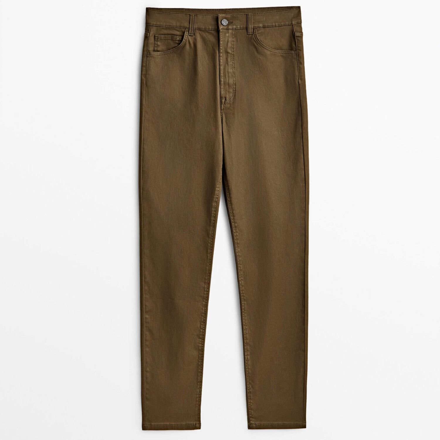 

Брюки Massimo Dutti High-waist Straight-leg, оливковый