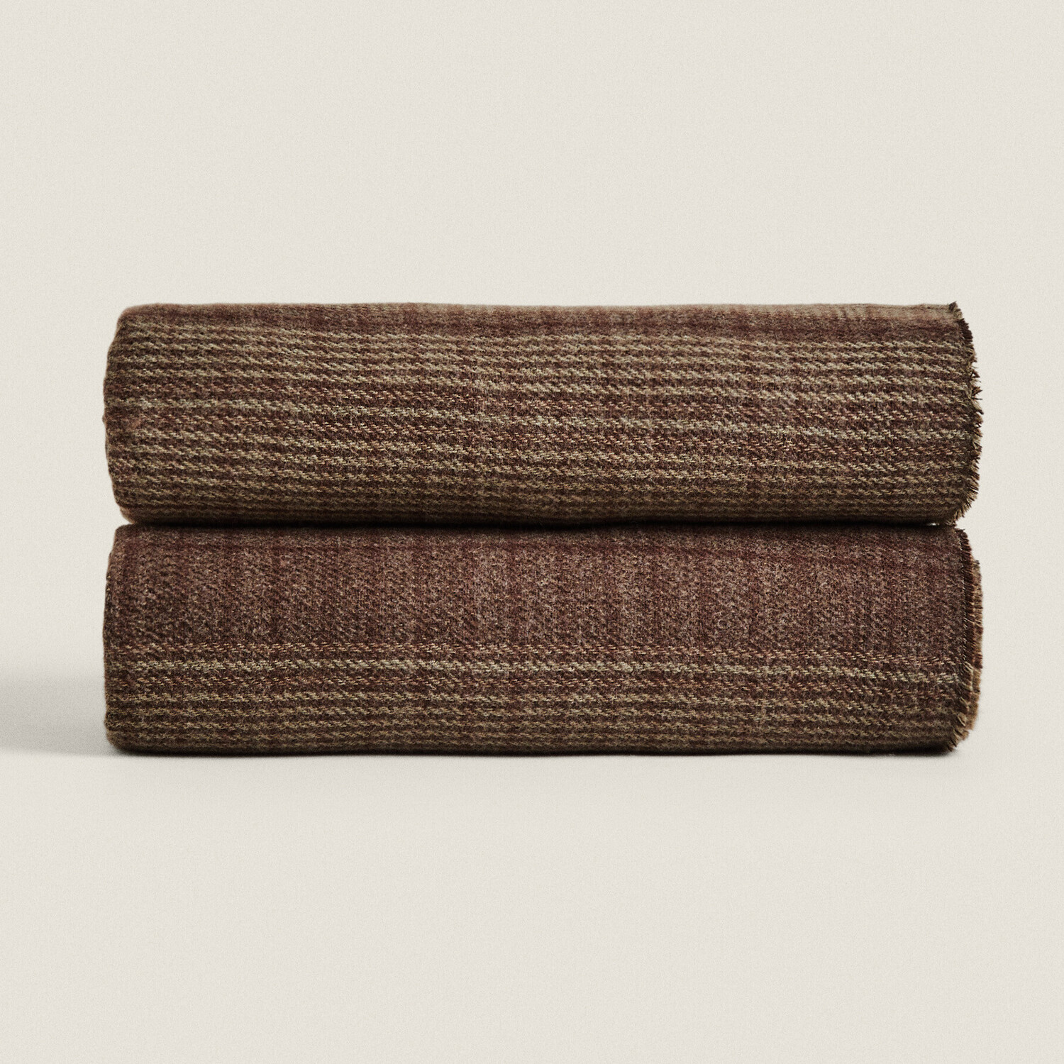 плед zara home textured check серый Плед Zara Home Check Soft-touch, коричневый/мультиколор