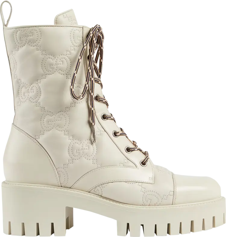 

Ботинки Gucci Wmns GG Matelassé Lace Up Boot Off White, белый