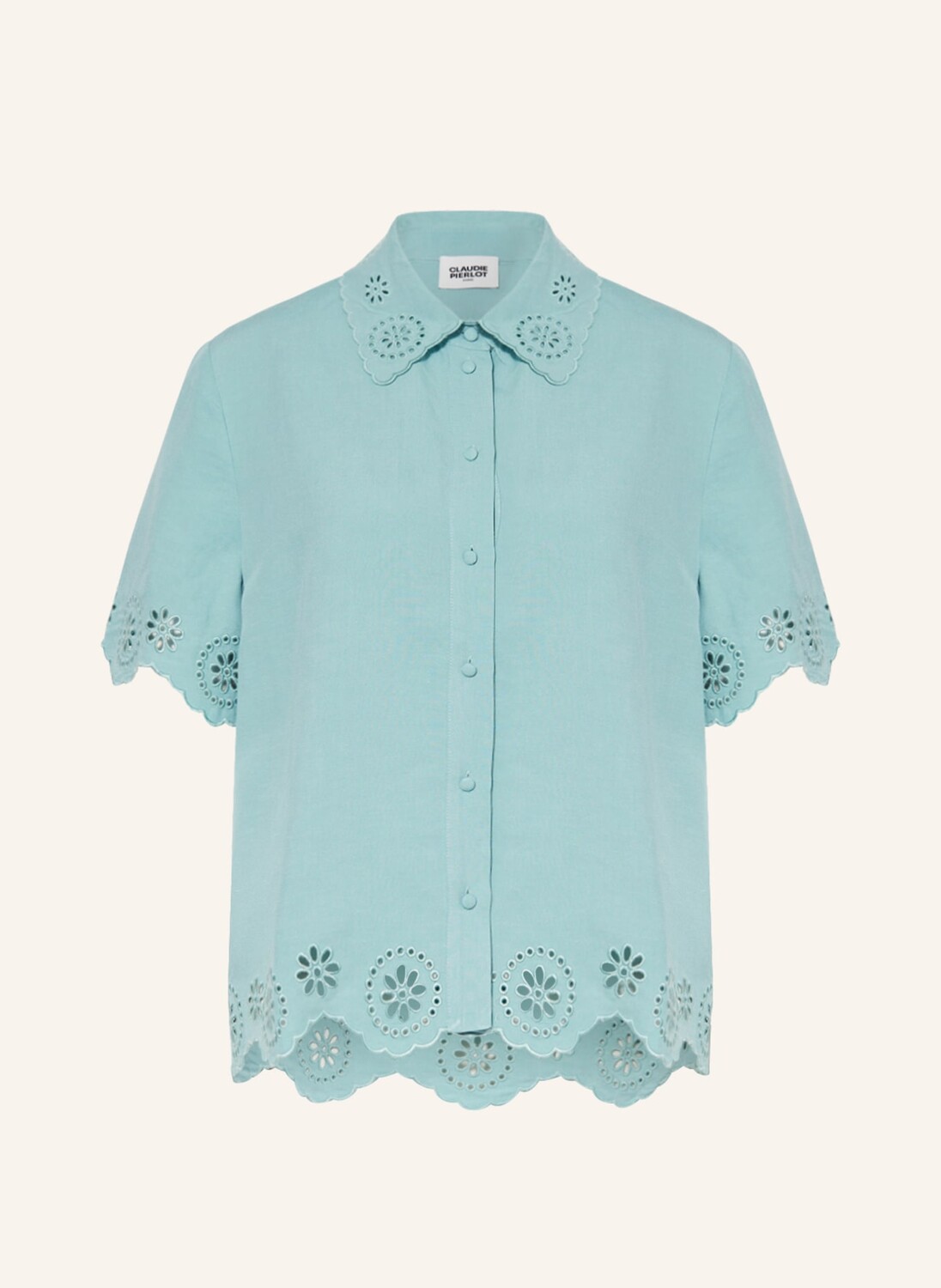 

Блуза рубашка CLAUDIE PIERLOT mit Leinen und Lochstickereien, зеленый