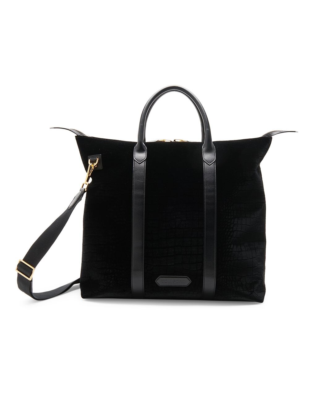 

Бархатная сумка-портфель с тиснением под крокодила Tom Ford, черный