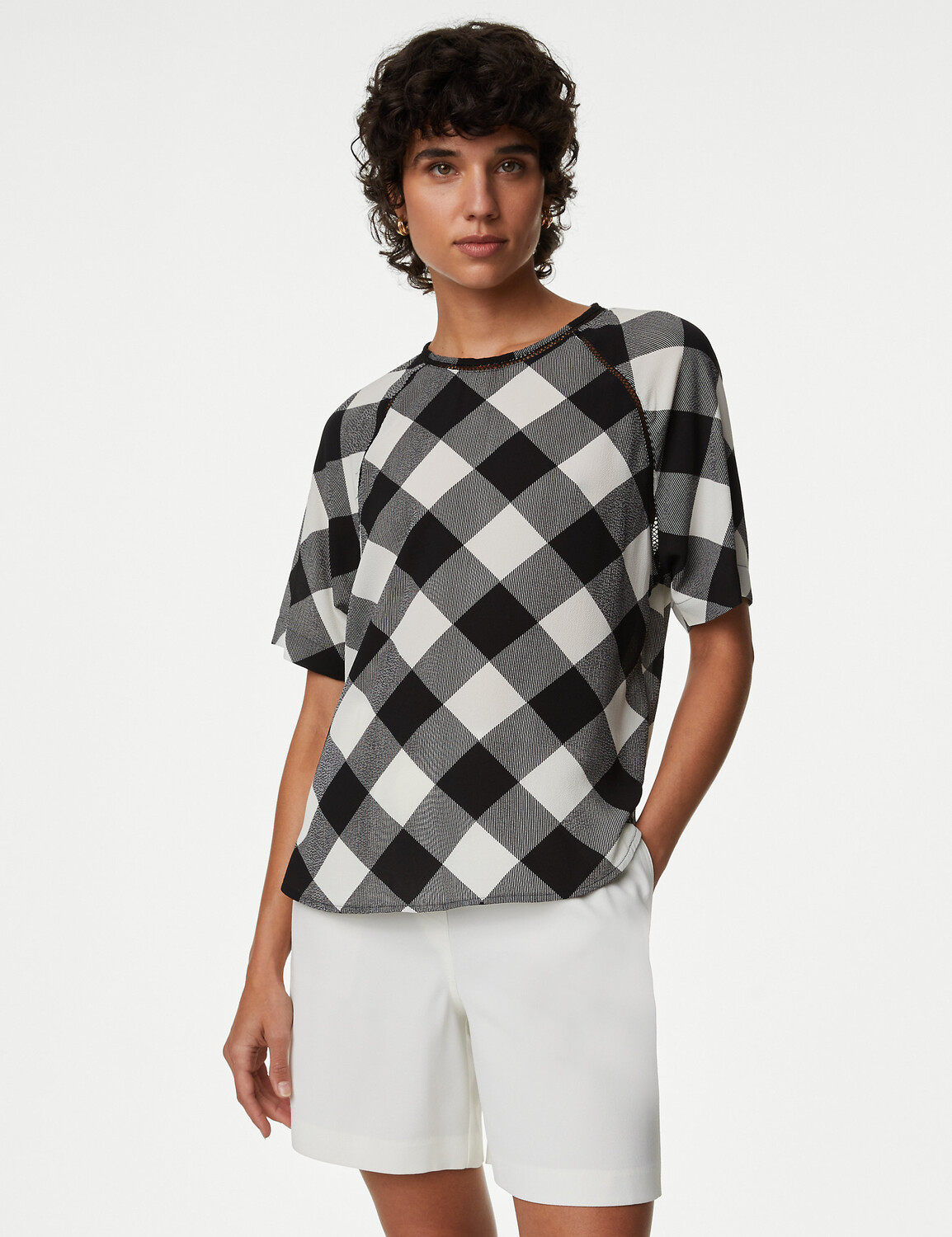 

Клетчатый топ Marks & Spencer, черный микс