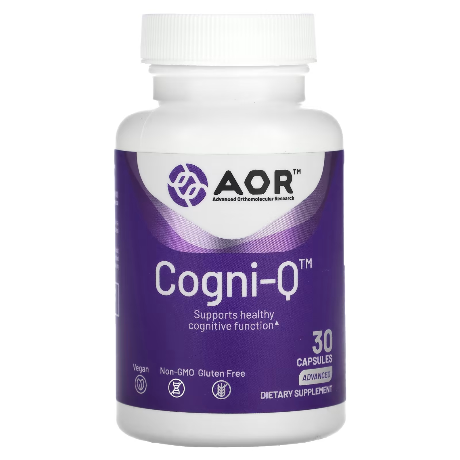 Передовые ортомолекулярные исследования AOR Cogni-Q, 30 капсул Advanced Orthomolecular Research AOR цена и фото