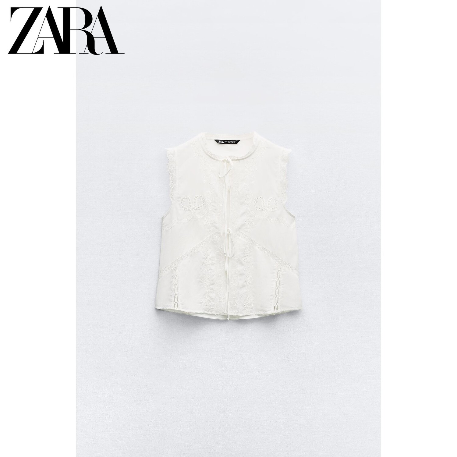 

Топ женский Zara с вышивкой и бантом, белый
