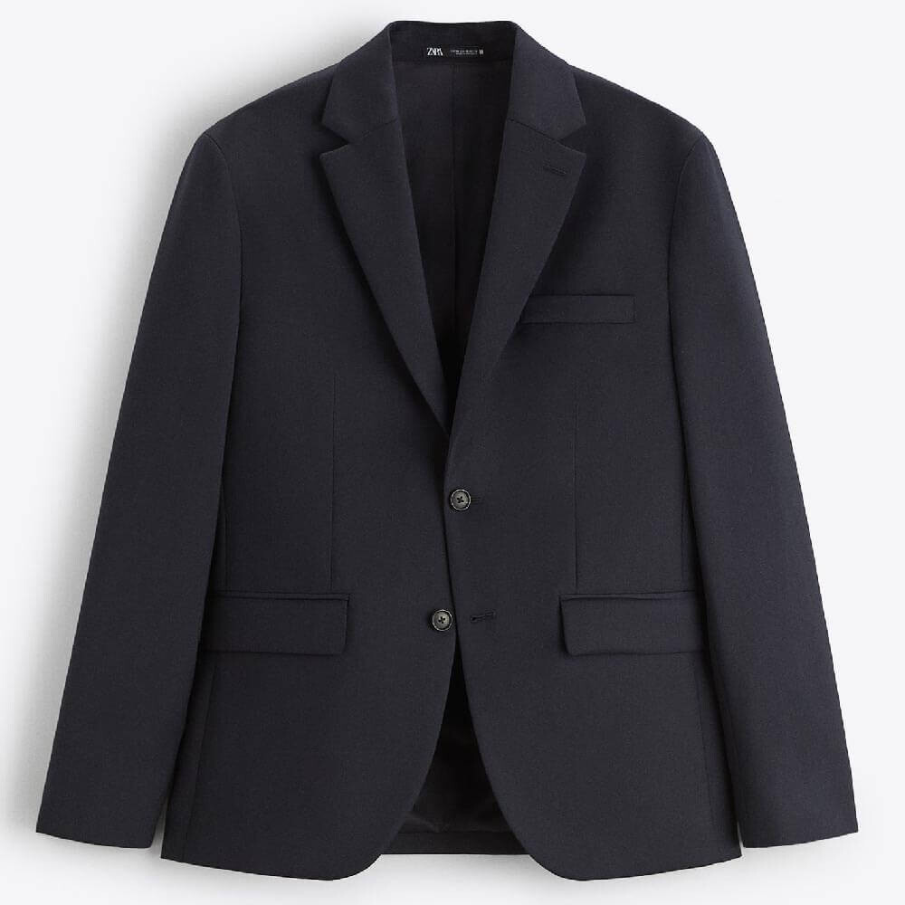 

Пиджак Zara 100% Wool Suit, темно-синий