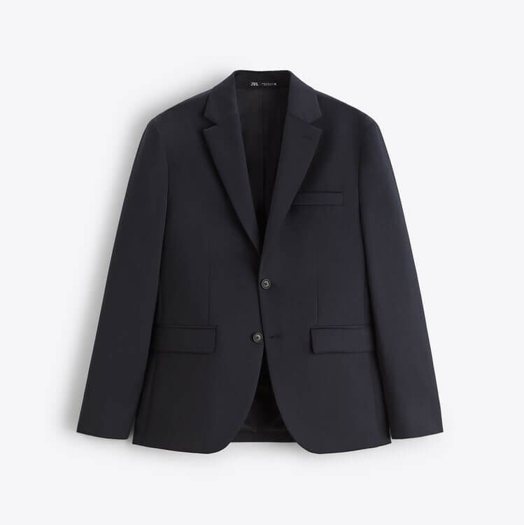 

Пиджак Zara 100% Wool Suitl, темно-синий