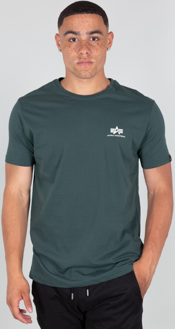 

Футболка Alpha Industries Basic T Small Logo, темно-зеленая