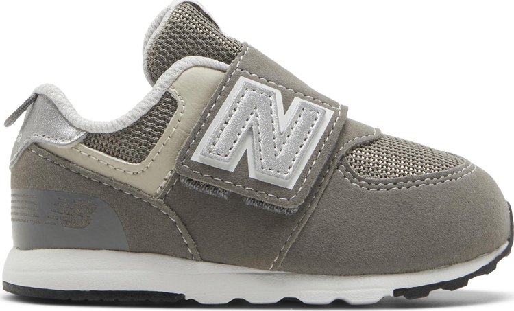 Кроссовки New Balance 574 New-B Hook & Loop Toddler Wide 'Rain Cloud Silver Metallic', серебряный - фото