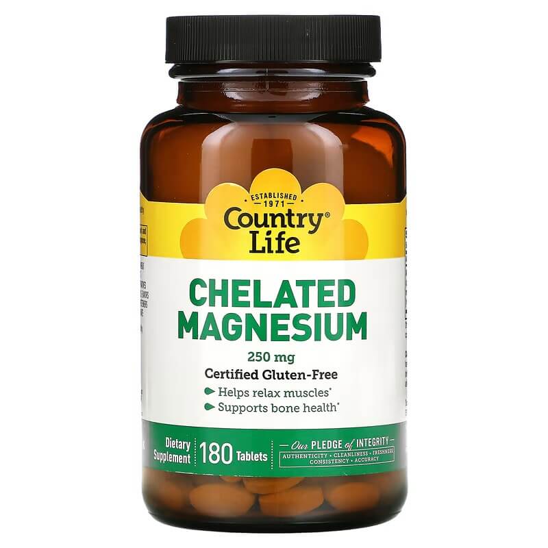 Хелатный магний Country Life 250 мг, 180 таблеток хелатный магний carlson chelated magnesium 200 mg 180 таблеток