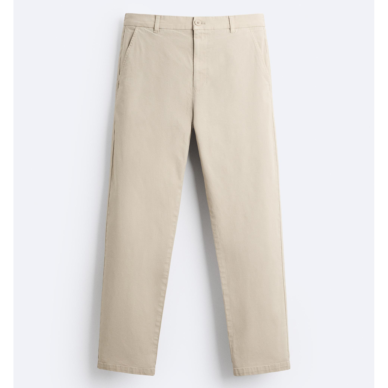 Брюки Zara Chinos With Elasticated Waistband, бежевый зауженные брюки с эластичным поясом zarina 9421209702 серый 48