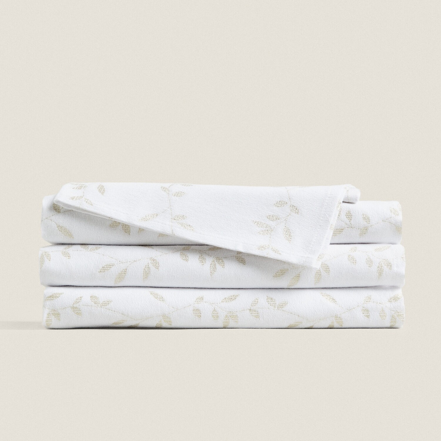 

Скатерть Zara Home Sparkly Christmas Leaf Cotton, 150 x 250 см, белый