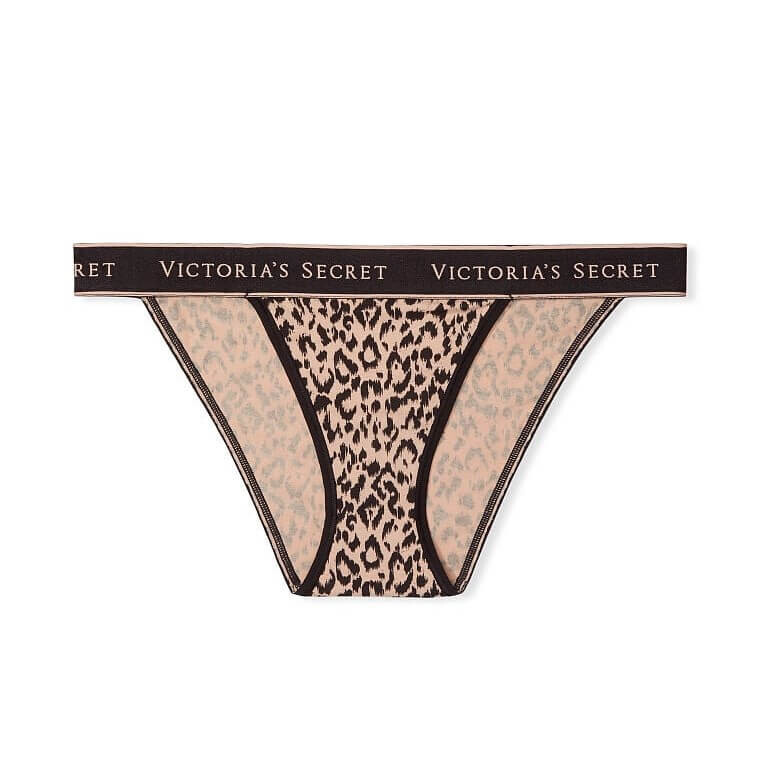 

Трусики-танга Victoria's Secret Logo Cotton, черный/бежевый