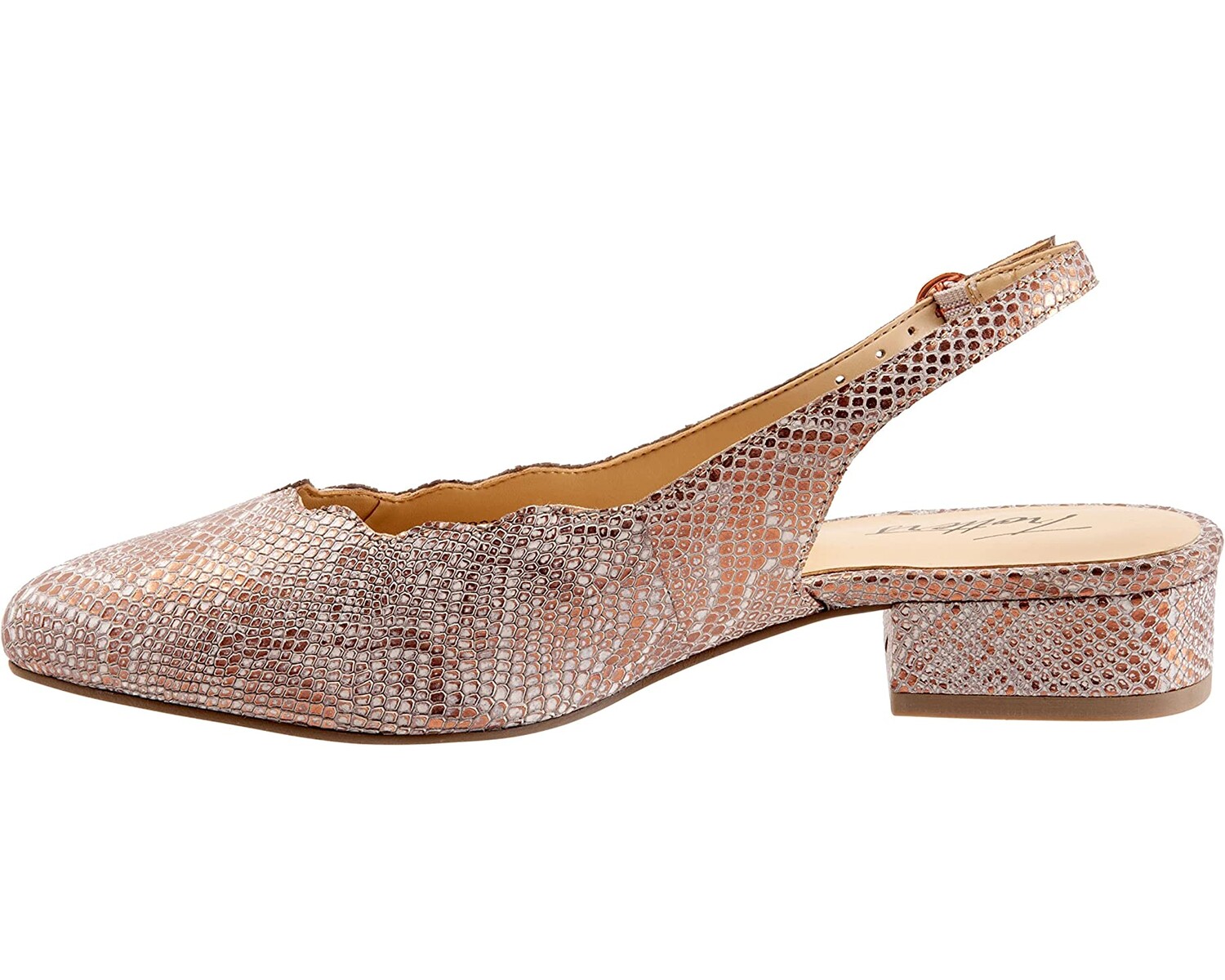 

Туфли на каблуках Joselyn Trotters, змеиный металлик из розового золота, Розовый