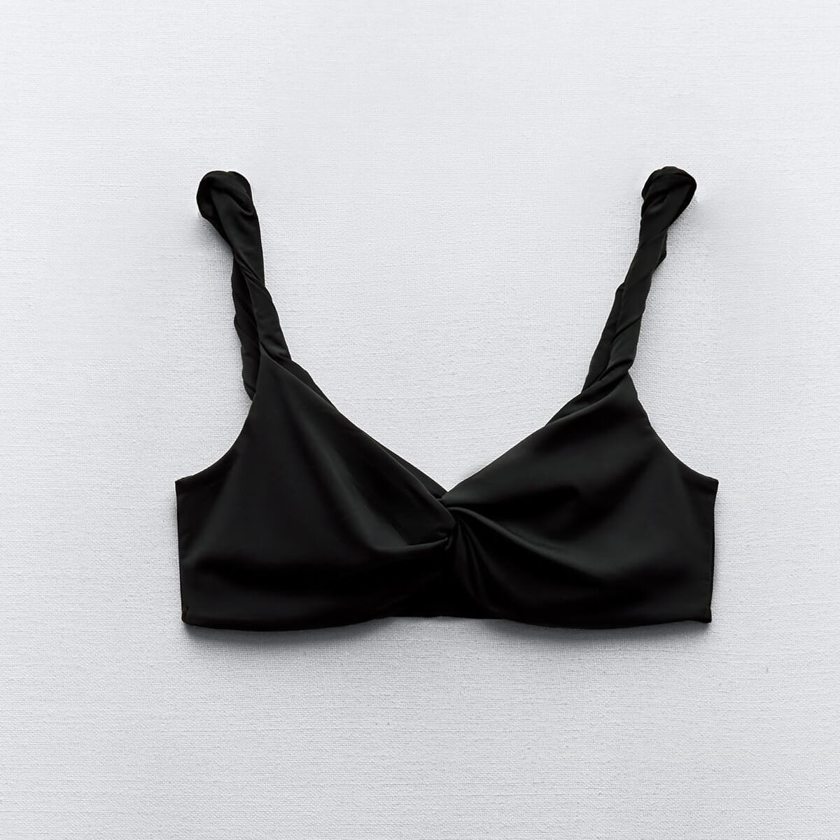 Кроп топ Zara Polyamide With Knot, черный платье zara polyamide midi with rhinestones черный