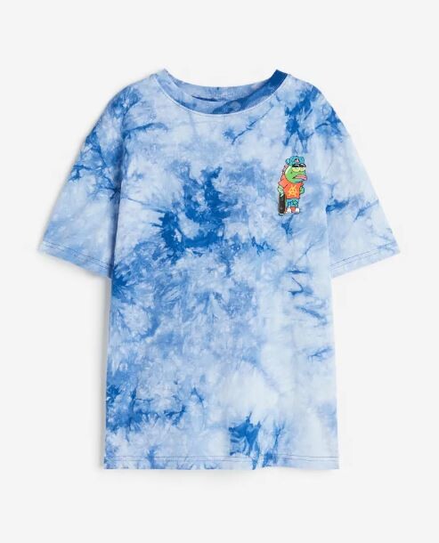 

Футболка с принтом H&M Sponge Bob Square Pants Print, синий/белый