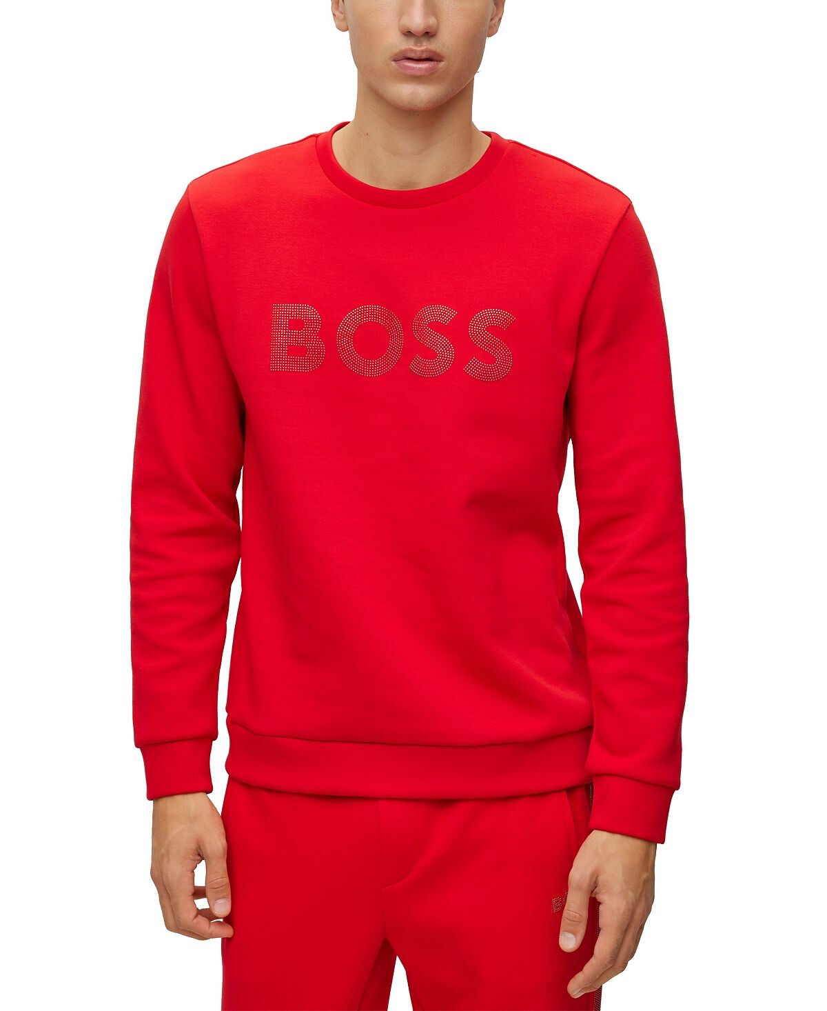 

Мужская толстовка со стразами и логотипом boss Hugo Boss, ярко-красный