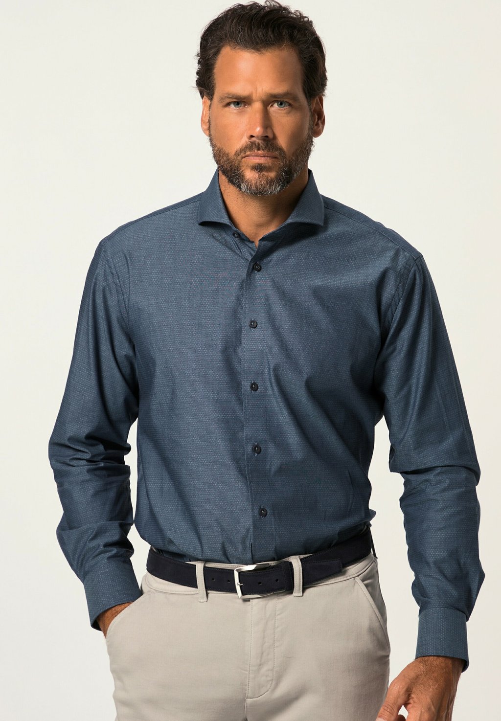Рубашка LANGARM HAIFISCH-KRAGEN PUNKTE COMFORT FIT BIS 8 XL JP1880, цвет navy blau