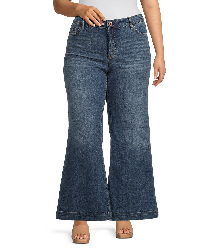 Широкие джинсы с высокой посадкой Jessica Simpson размера плюс True Love, синий